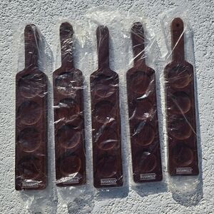 Bushmills Wooden Whiskey Tasting Paddle - Dark Brown Lot Of 5